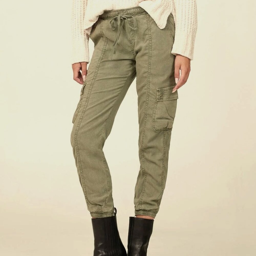 EILEEN FISHER CROPPED ORGANIC COTTON CARGO JOGGER TRACK PANTS CAPRIS sz L